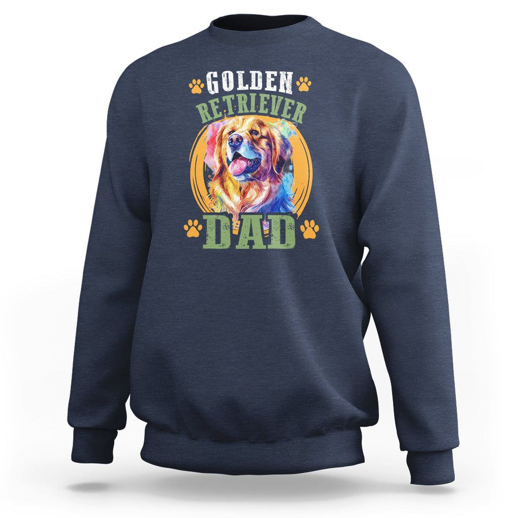 Golden Retriever Dad Dog Dad Father's Day Sweatshirt TS09 Navy Print Your Wear