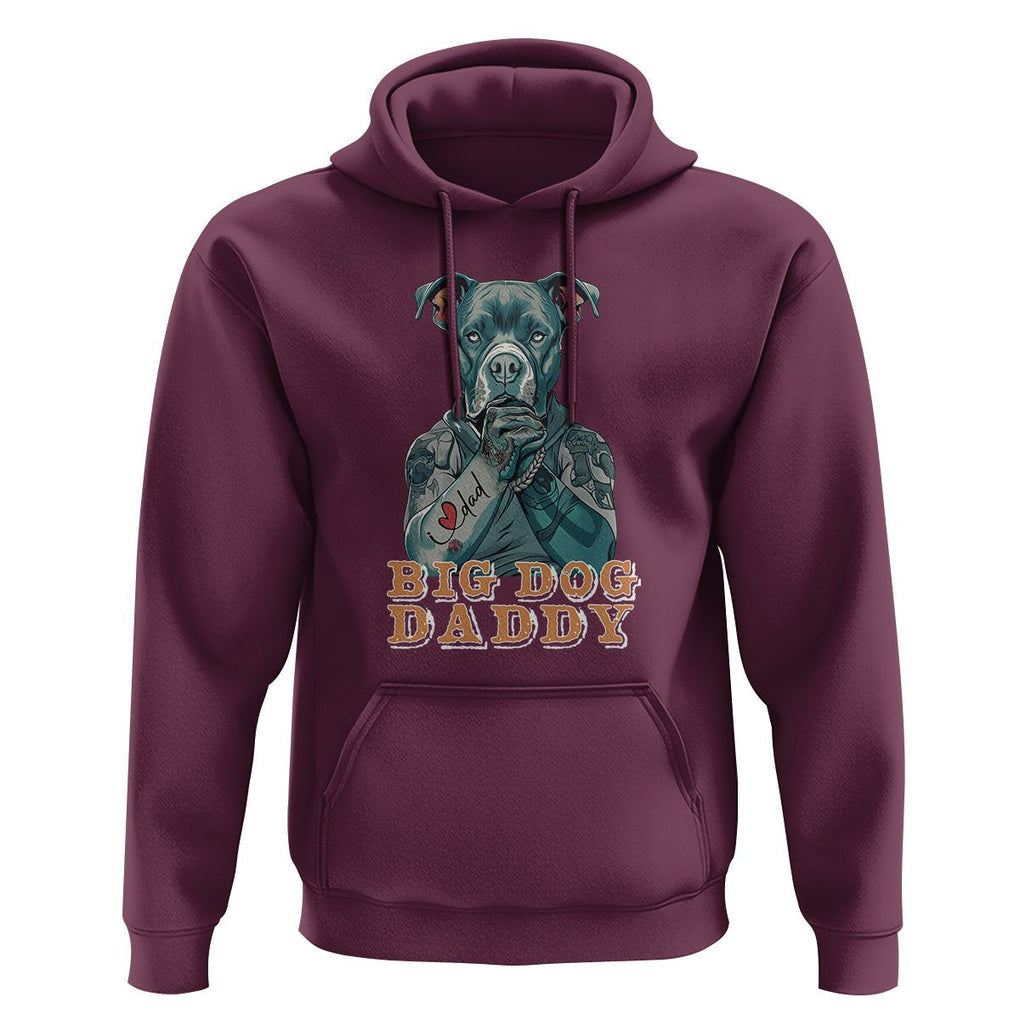 Dog Dad Hoodie Pitbull Dog Tattoo I Love Dad Father's Day Dog Lover TS09 Maroon Print Your Wear