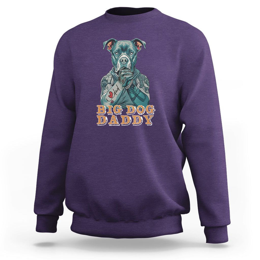 Dog Dad Sweatshirt Pitbull Dog Tattoo I Love Dad Father's Day Dog Lover TS09 Purple Print Your Wear