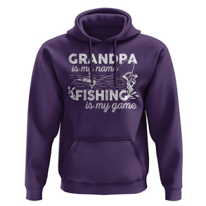 Funny Grandpa Fishing Hoodie Grandpa is My Name Fishing is My Game Father's Day TS09 Purple Print Your Wear