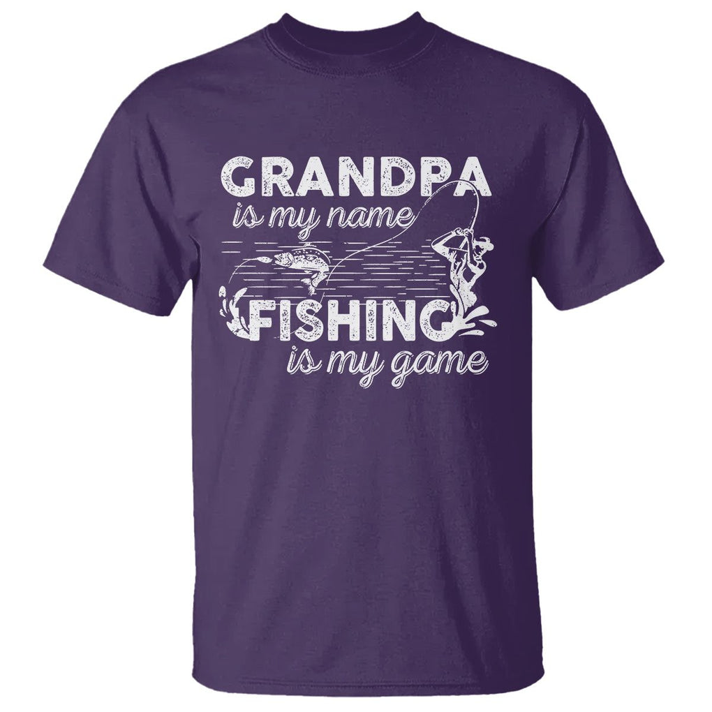 Funny Grandpa Fishing T Shirt Grandpa is My Name Fishing is My Game Father's Day TS09 Purple Print Your Wear
