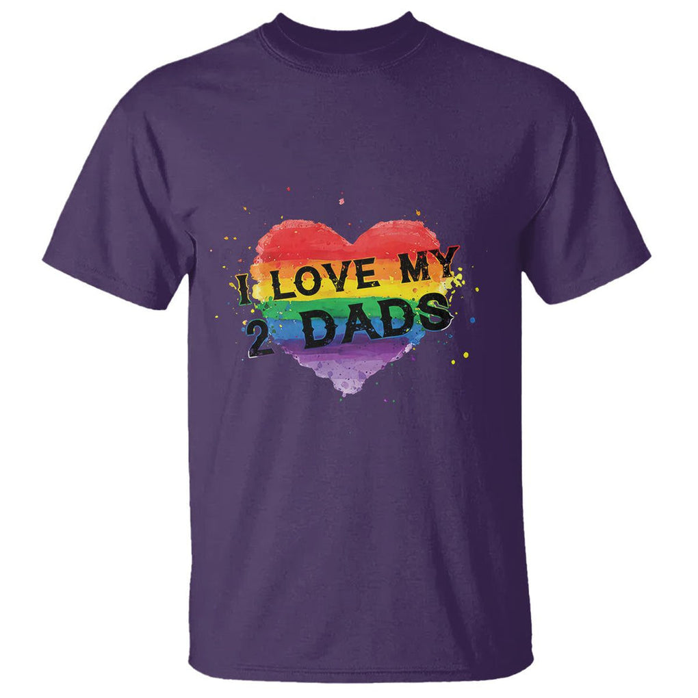 Father's Day LGBT Pride T Shirt I Love My Two Dads TS09 Purple Print Your Wear