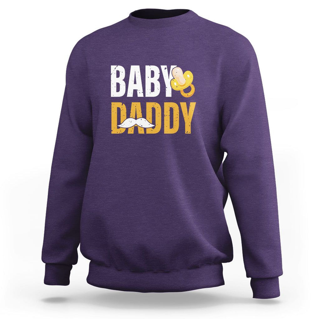 Funny New Dad Sweatshirt Baby Daddy First Time Father's Day TS09 Purple Print Your Wear