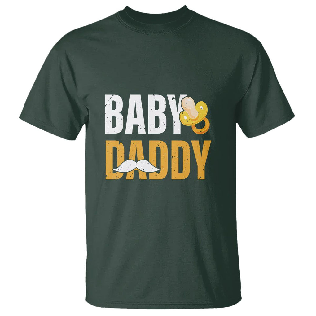 Funny New Dad T Shirt Baby Daddy First Time Father's Day TS09 Dark Forest Green Print Your Wear