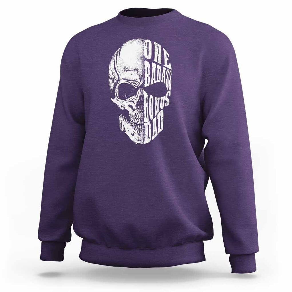 Father's Day Sweatshirt One Badass Bonus Dad Skull TS09 Purple Print Your Wear