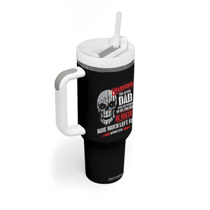 Autism Awareness Tumbler With Handle Warning This Autism Dad Uses His Patience On His Children Father's Day TS09 Print Your Wear