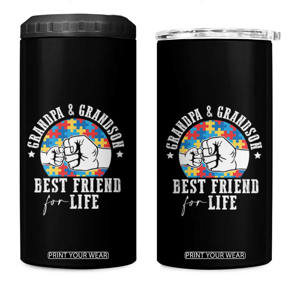 Autism Awareness 4 in 1 Can Cooler Tumbler Grandpa Grandson Best Friend For Life Father's Day TS09 One Size: 16 oz Black Print Your Wear