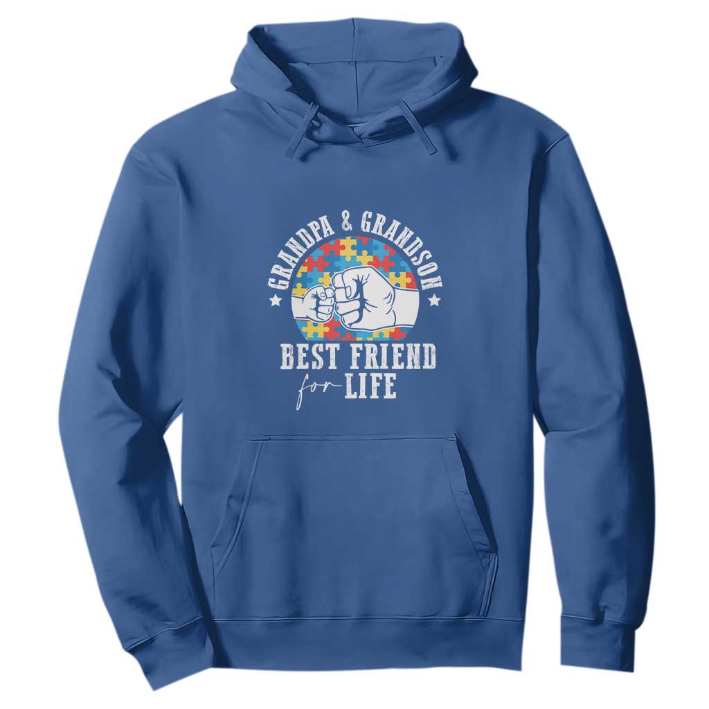 Autism Awareness Hoodie Grandpa Grandson Best Friend For Life Father's Day TS09 Royal Blue Print Your Wear