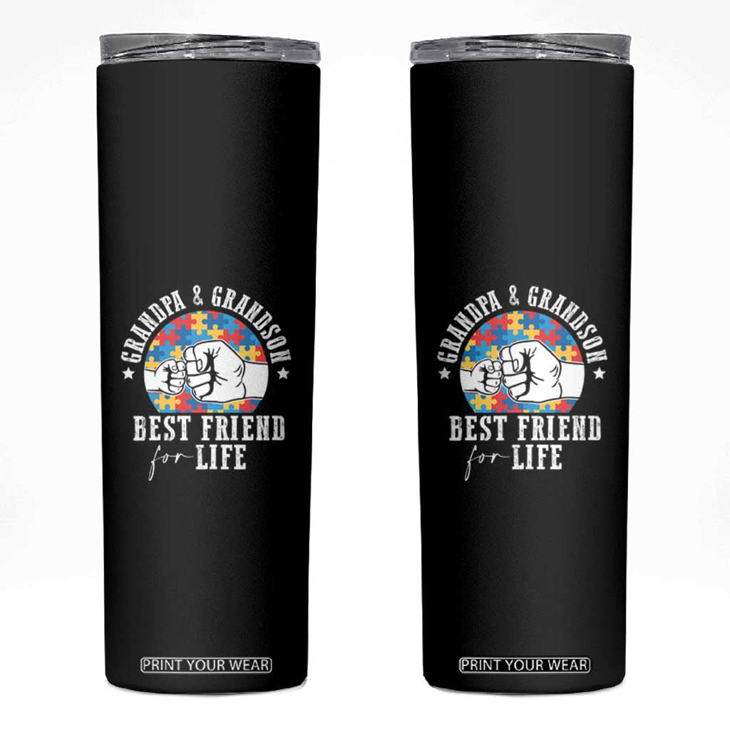 Autism Awareness Skinny Tumbler Grandpa Grandson Best Friend For Life Father's Day TS09 Black Print Your Wear