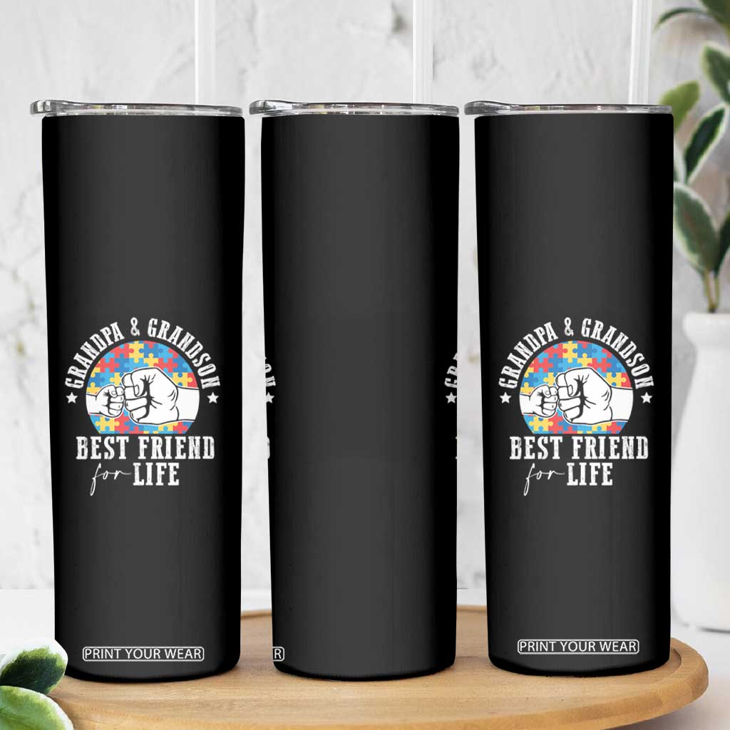 Autism Awareness Skinny Tumbler Grandpa Grandson Best Friend For Life Father's Day TS09 Print Your Wear