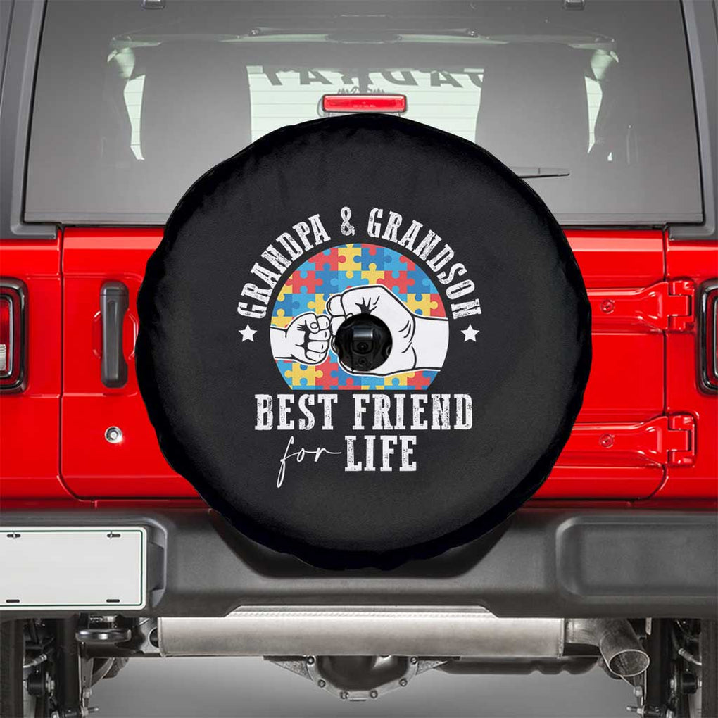 Autism Awareness Spare Tire Cover Grandpa Grandson Best Friend For Life Father's Day TS09 Black Print Your Wear