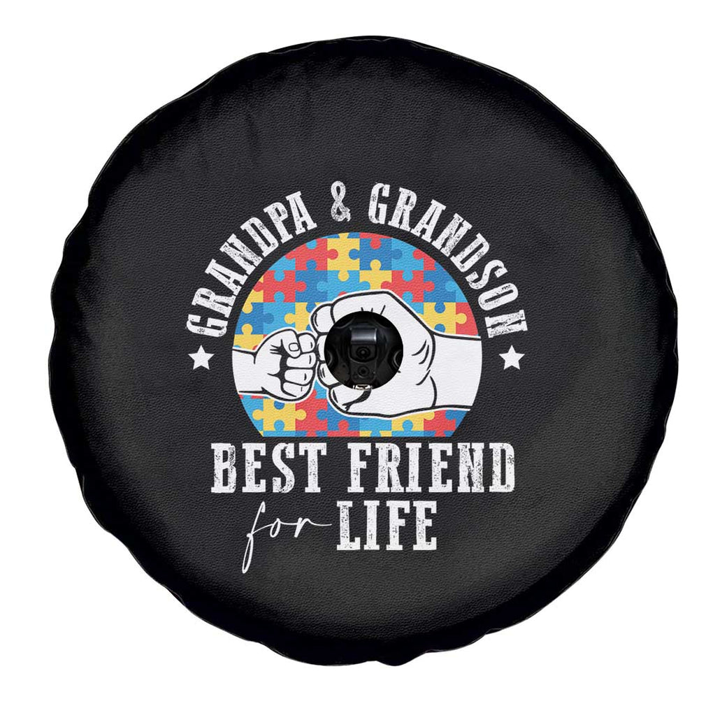 Autism Awareness Spare Tire Cover Grandpa Grandson Best Friend For Life Father's Day TS09 Print Your Wear