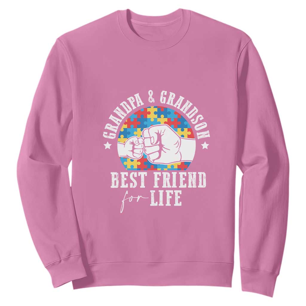 Autism Awareness Sweatshirt Grandpa Grandson Best Friend For Life Father's Day TS09 Azalea Print Your Wear
