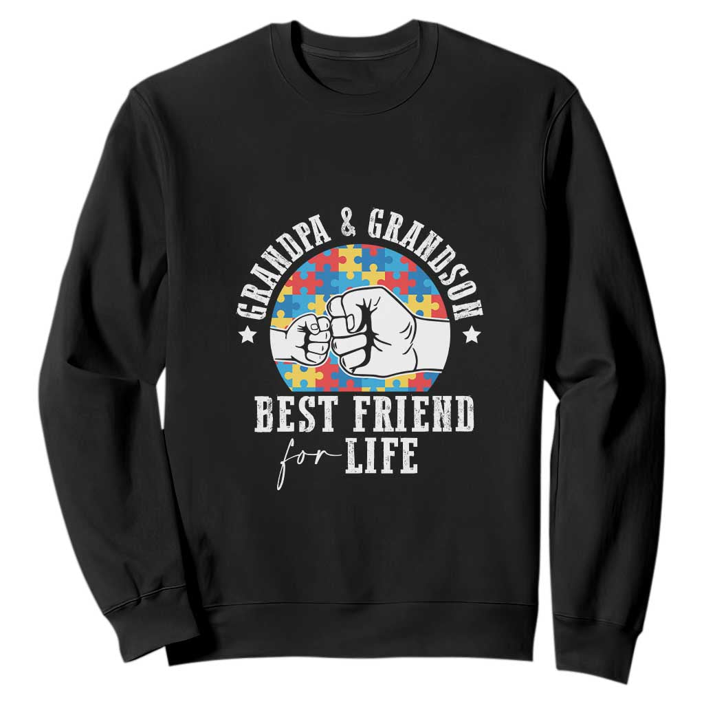 Autism Awareness Sweatshirt Grandpa Grandson Best Friend For Life Father's Day TS09 Black Print Your Wear