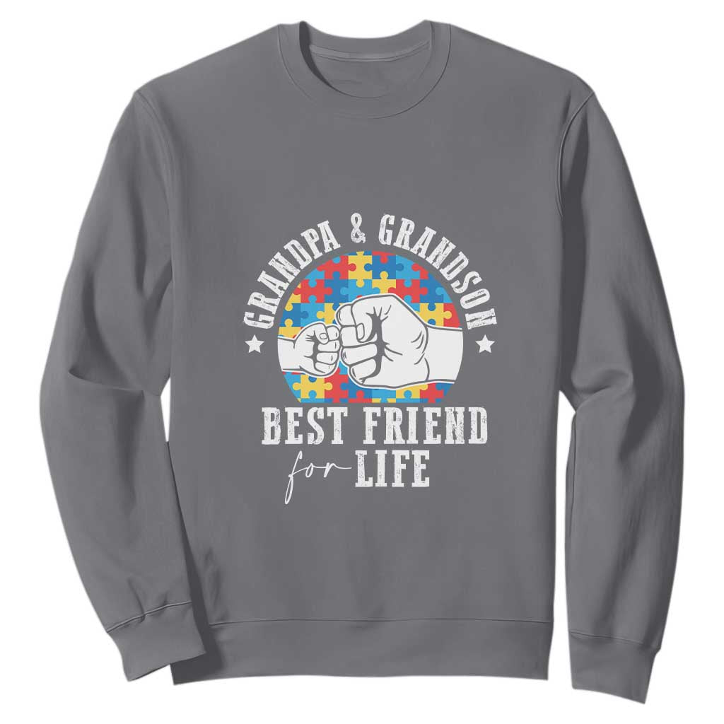 Autism Awareness Sweatshirt Grandpa Grandson Best Friend For Life Father's Day TS09 Charcoal Print Your Wear