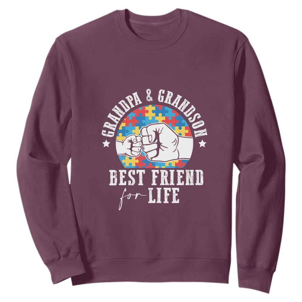 Autism Awareness Sweatshirt Grandpa Grandson Best Friend For Life Father's Day TS09 Maroon Print Your Wear