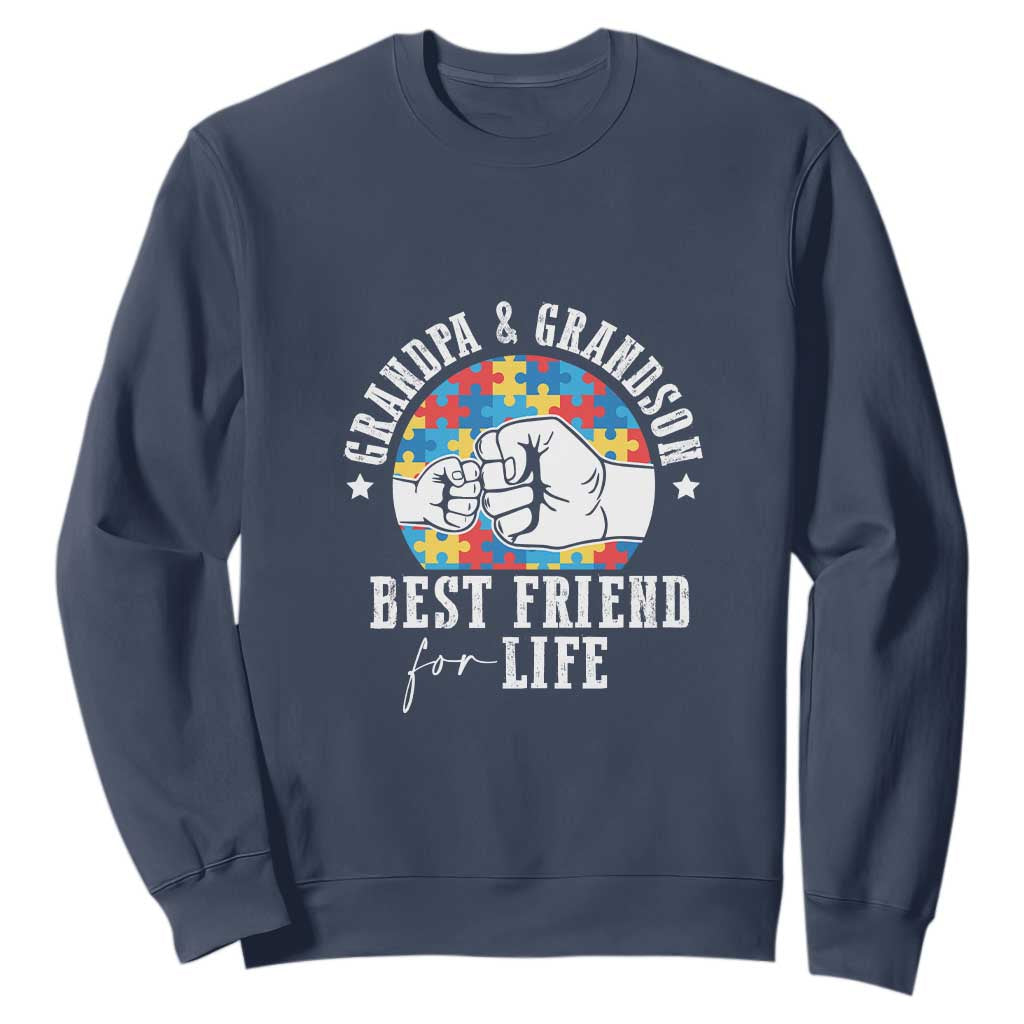 Autism Awareness Sweatshirt Grandpa Grandson Best Friend For Life Father's Day TS09 Navy Print Your Wear