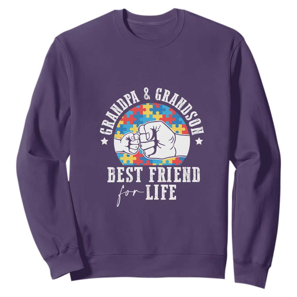 Autism Awareness Sweatshirt Grandpa Grandson Best Friend For Life Father's Day TS09 Purple Print Your Wear