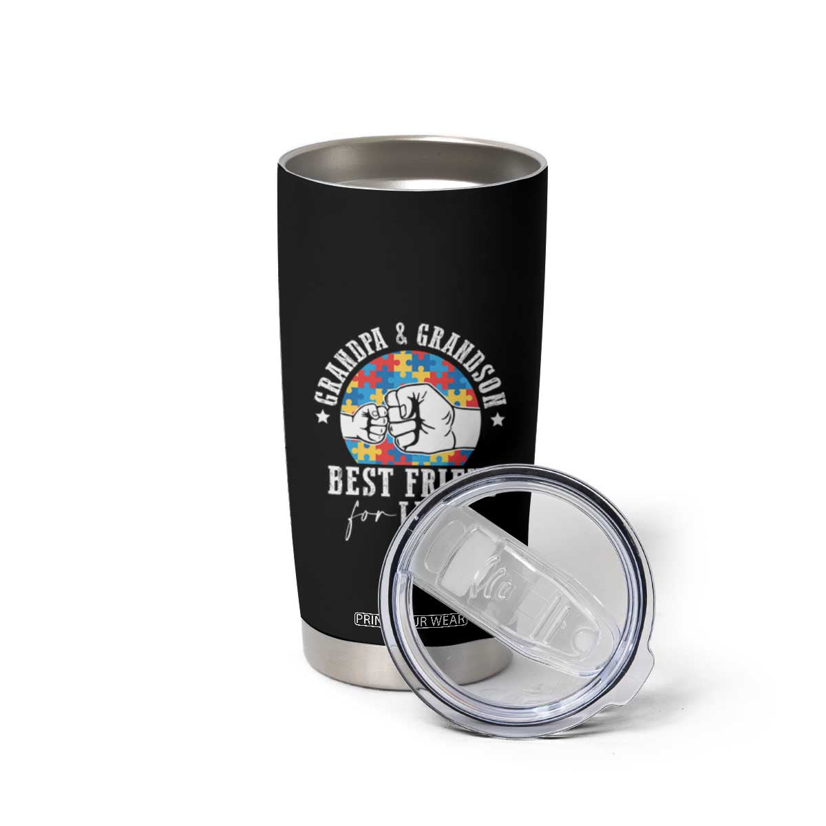 Autism Awareness Tumbler Cup Grandpa Grandson Best Friend For Life Father's Day TS09 Print Your Wear