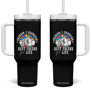 Autism Awareness Tumbler With Handle Grandpa Grandson Best Friend For Life Father's Day TS09 One Size: 40 oz Black Print Your Wear