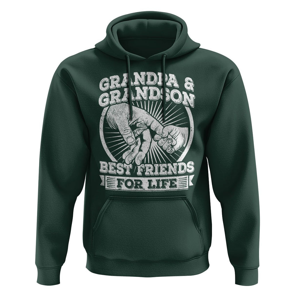 Father's Day Hoodie Grandpa Grandson Best Friend for Life TS09 Dark Forest Green Print Your Wear