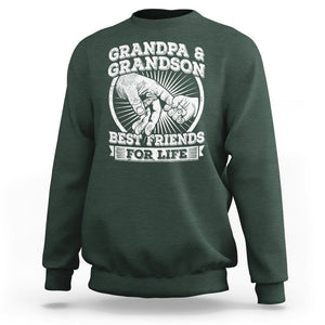 Father's Day Sweatshirt Grandpa Grandson Best Friend for Life TS09 Dark Forest Green Print Your Wear