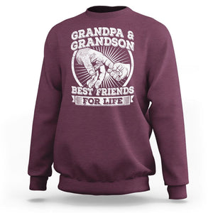 Father's Day Sweatshirt Grandpa Grandson Best Friend for Life TS09 Maroon Print Your Wear