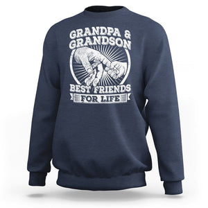 Father's Day Sweatshirt Grandpa Grandson Best Friend for Life TS09 Navy Print Your Wear