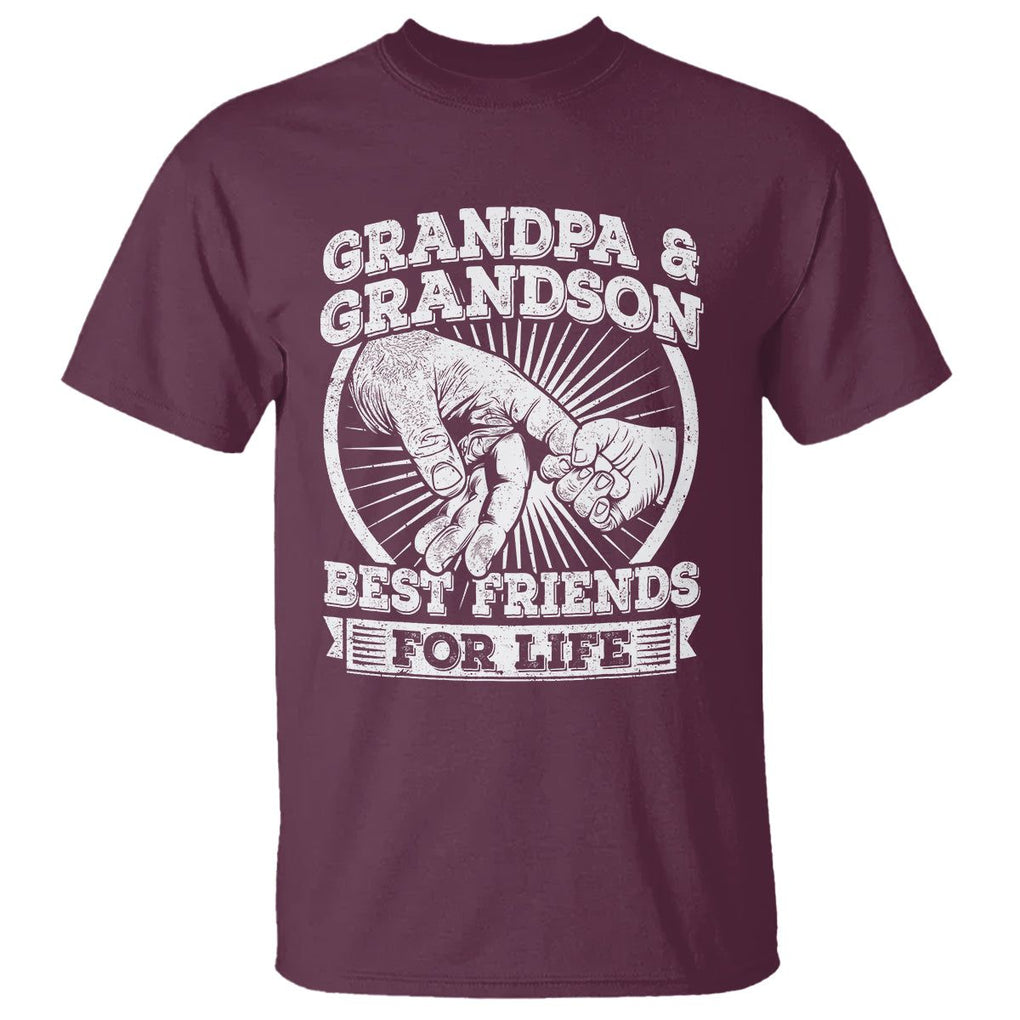 Father's Day T Shirt Grandpa Grandson Best Friend for Life TS09 Maroon Print Your Wear