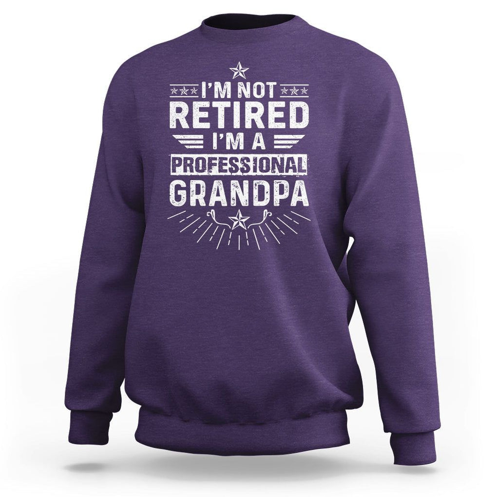Grandpa Retirement Sweatshirt I'm Not Retired I'm A Professional Grandpa Father's Day TS09 Purple Print Your Wear