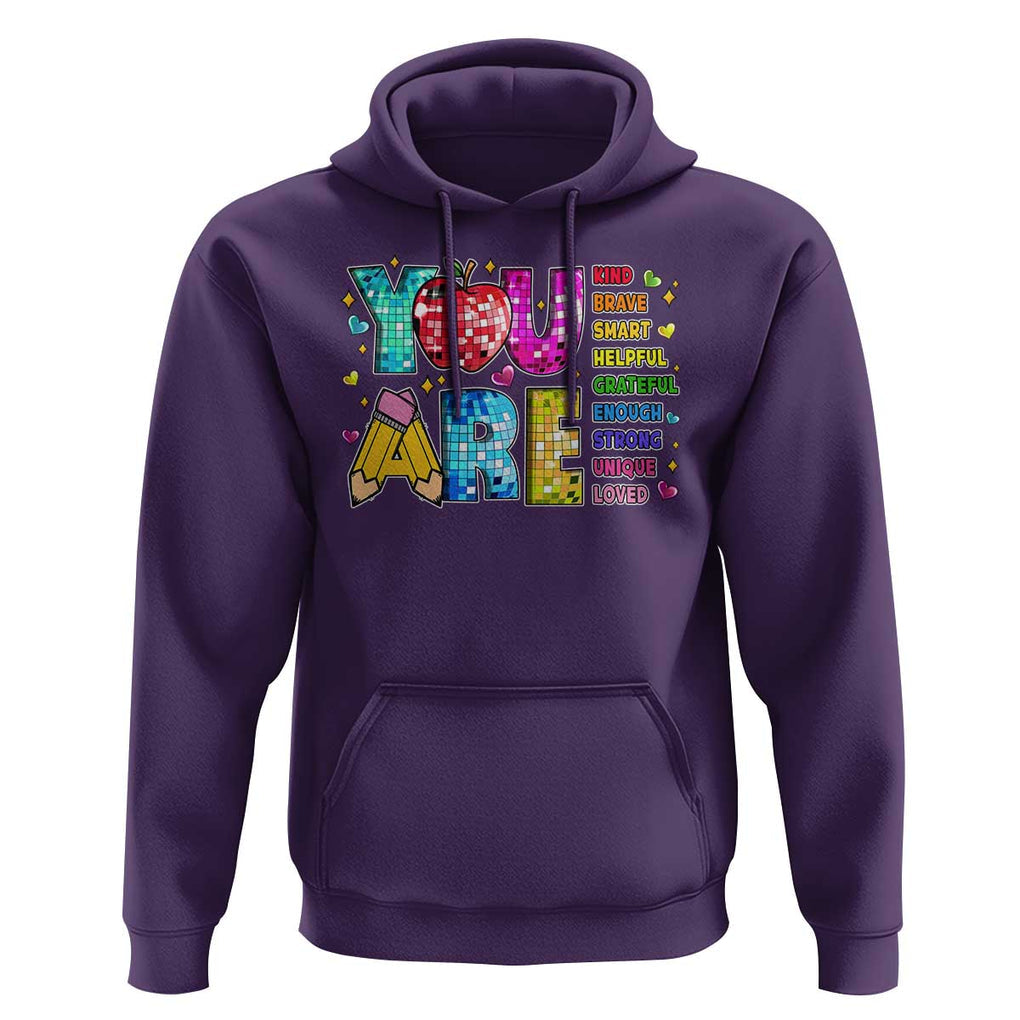 Teacher Hoodie You Are Kind Brave Smart TS09 Purple Print Your Wear