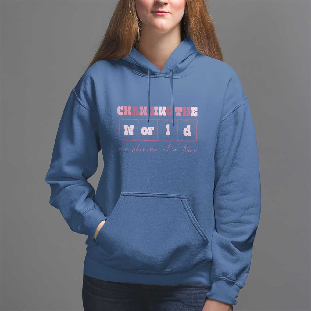 Teacher Hoodie Changing The World One Phoneme At A Time TS09 Royal Blue Print Your Wear