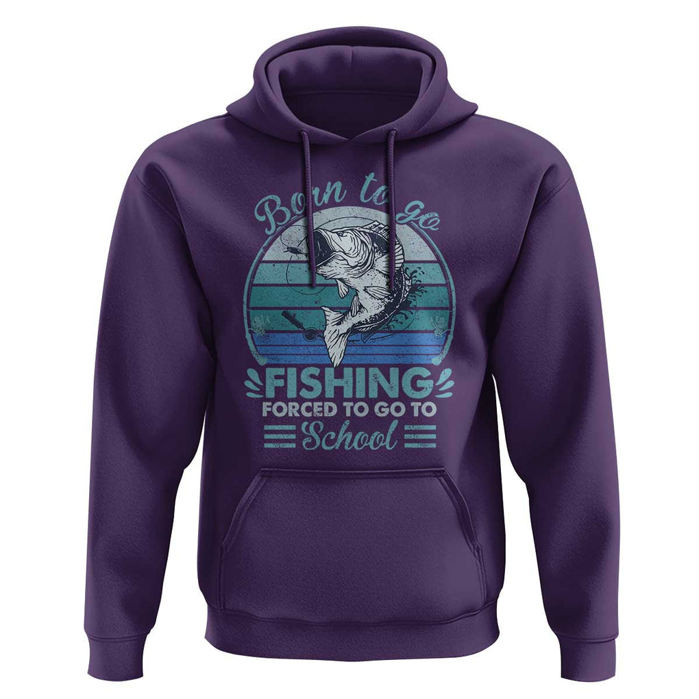 Funny Born To Go Fishing Forced To Go To School Fisherman Boys Kids Hoodie TS09 Purple Print Your Wear