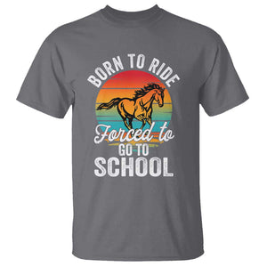 Funny Born Ride Horse Forced To Go To School Racing Kids T Shirt TS09 Charcoal Print Your Wear