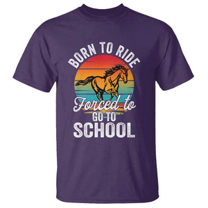 Funny Born Ride Horse Forced To Go To School Racing Kids T Shirt TS09 Purple Print Your Wear