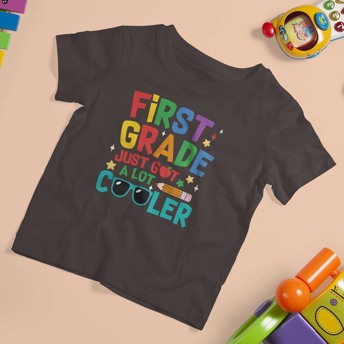 Funny First Grade T Shirt For Kid Just Got A Lot Cooler TS09 Dark Chocolate Print Your Wear
