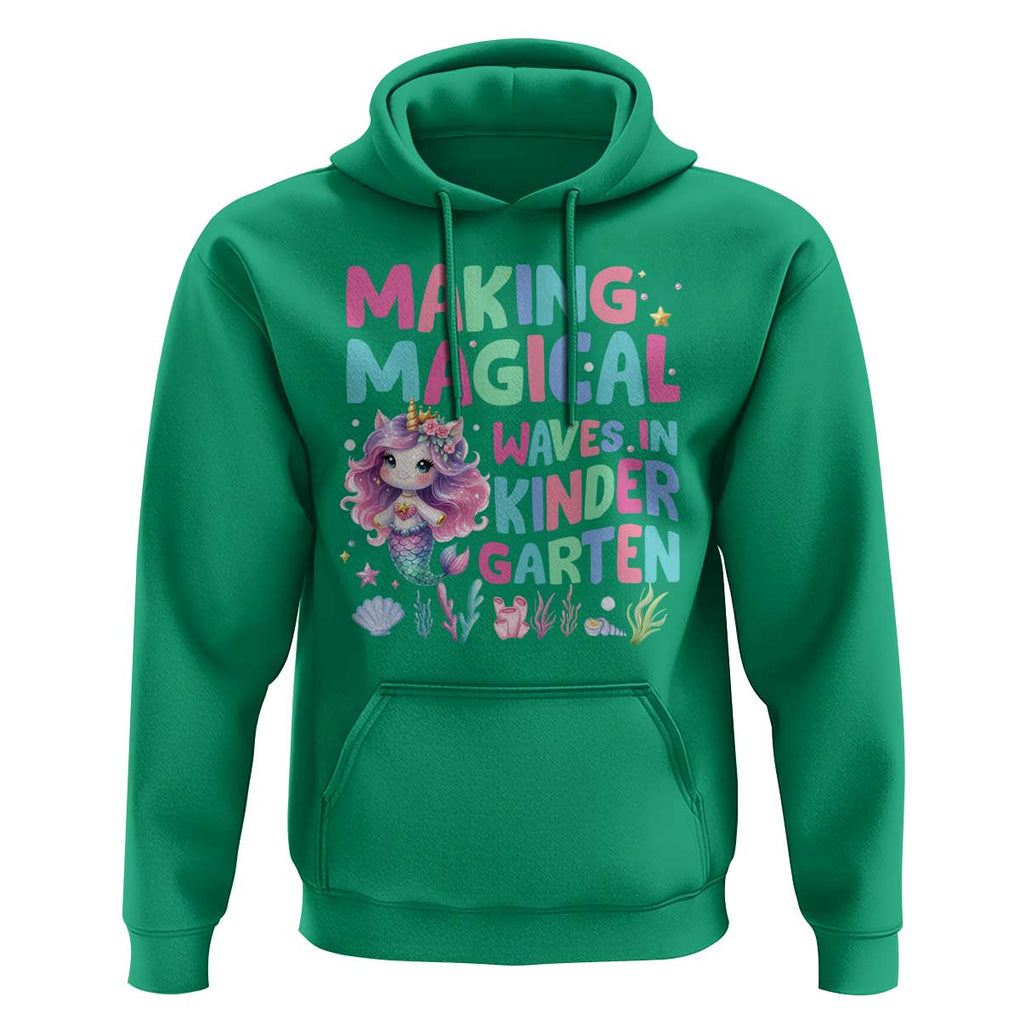 Kindergarten Mermaid Unicorn Hoodie Making Magical Waves In Kindergarten TS09 Irish Green Print Your Wear