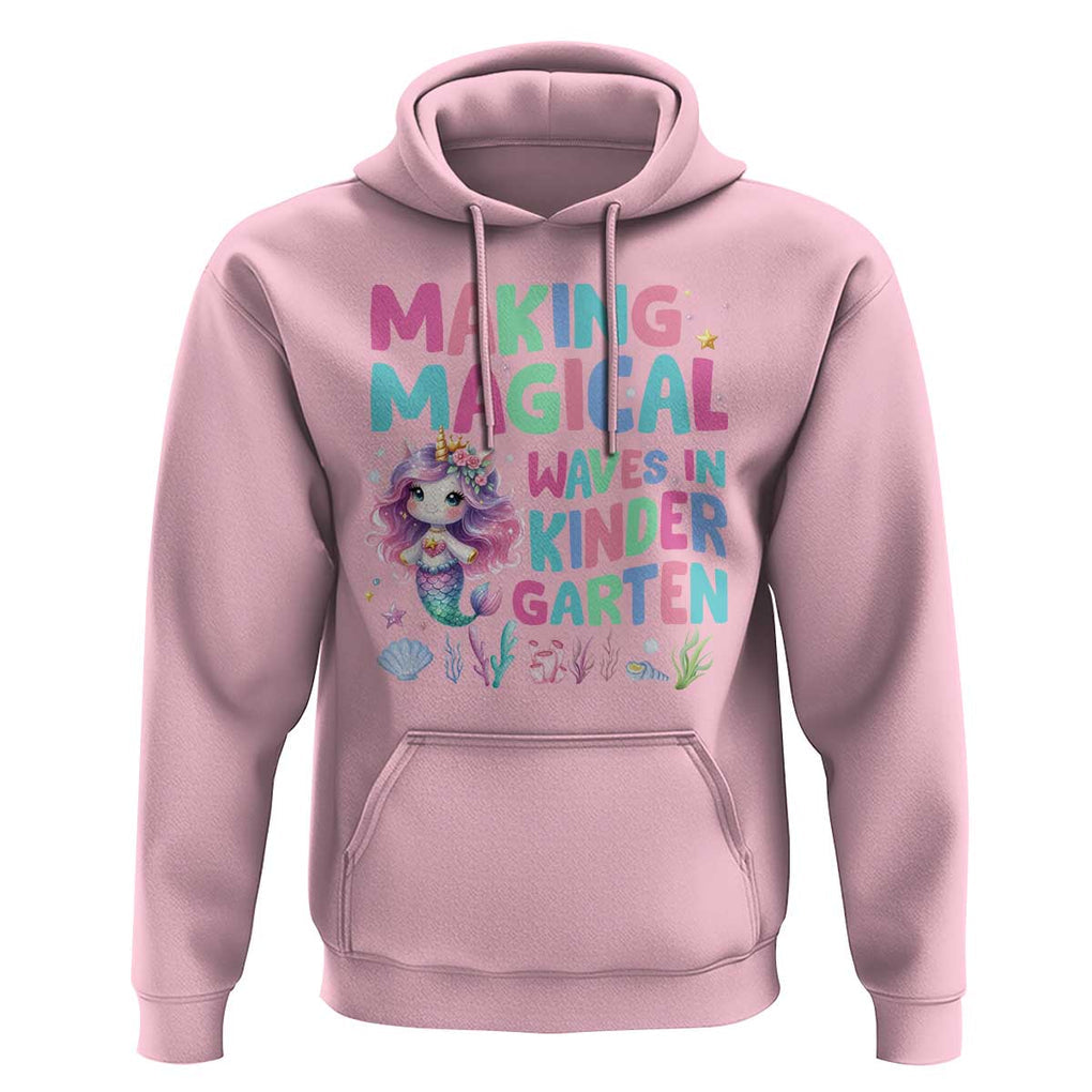 Kindergarten Mermaid Unicorn Hoodie Making Magical Waves In Kindergarten TS09 Light Pink Print Your Wear
