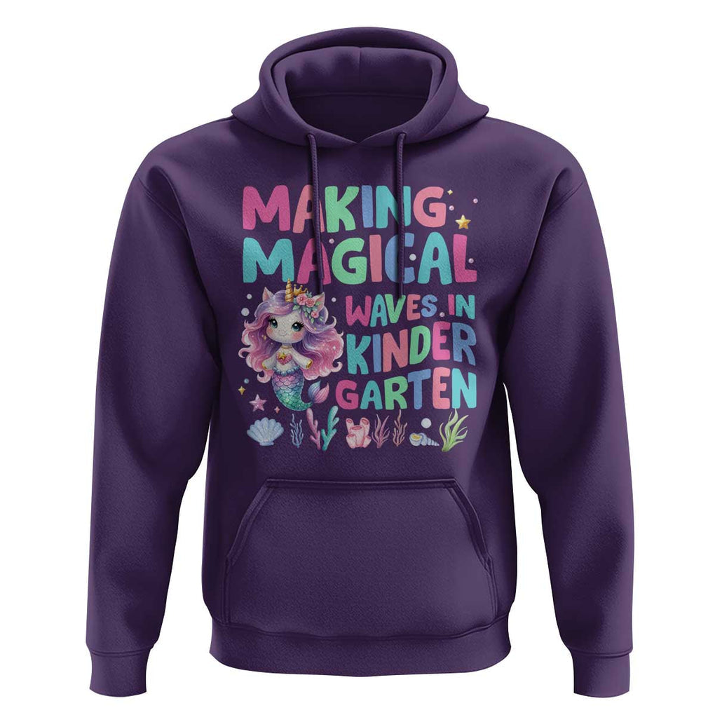 Kindergarten Mermaid Unicorn Hoodie Making Magical Waves In Kindergarten TS09 Purple Print Your Wear