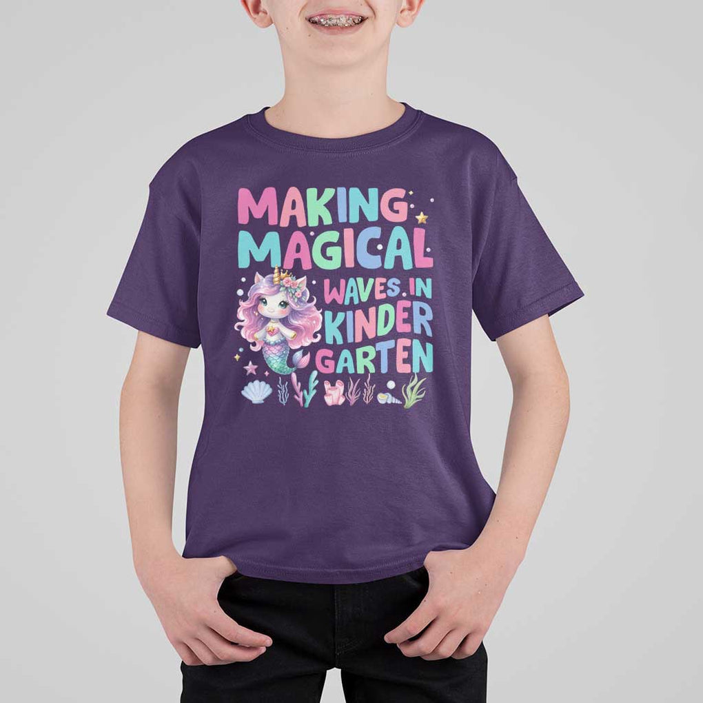 Kindergarten Mermaid Unicorn T Shirt For Kid Making Magical Waves In Kindergarten TS09 Purple Print Your Wear