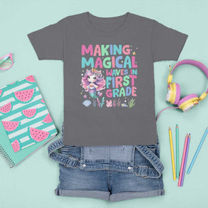 1st Grade Mermaid Unicorn T Shirt For Kid Making Magical Waves In First Grade TS09 Charcoal Print Your Wear