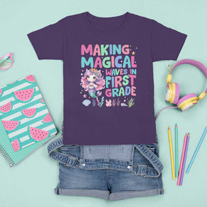 1st Grade Mermaid Unicorn T Shirt For Kid Making Magical Waves In First Grade TS09 Purple Print Your Wear