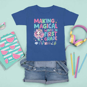 1st Grade Mermaid Unicorn T Shirt For Kid Making Magical Waves In First Grade TS09 Royal Blue Print Your Wear