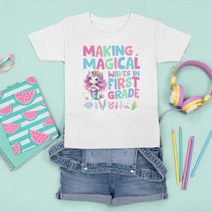 1st Grade Mermaid Unicorn T Shirt For Kid Making Magical Waves In First Grade TS09 White Print Your Wear