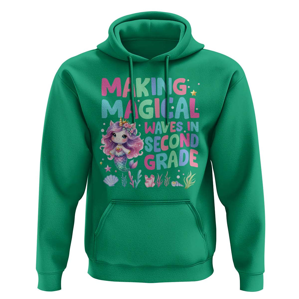 2nd Grade Mermaid Unicorn Hoodie Making Magical Waves In Second Grade TS09 Irish Green Print Your Wear