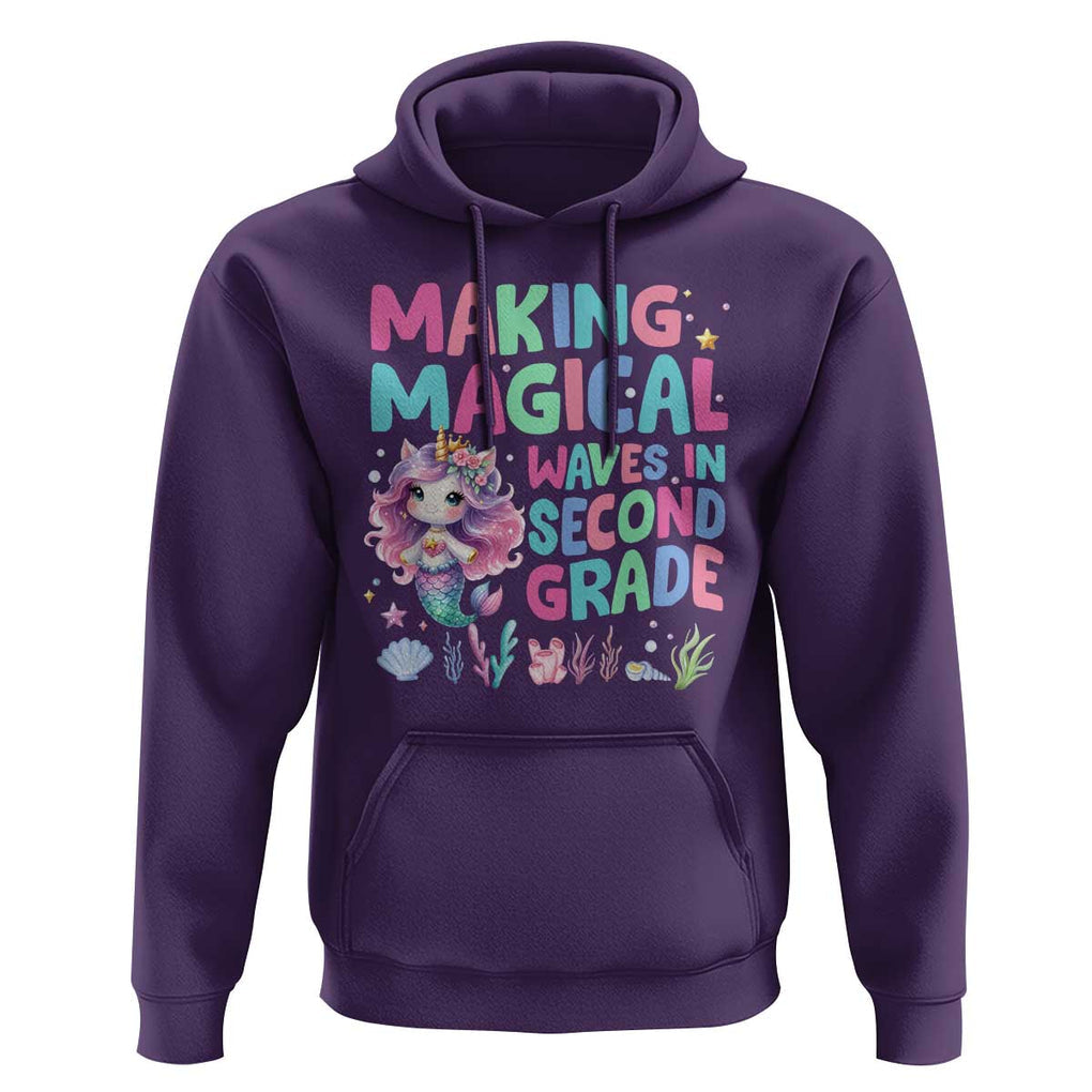 2nd Grade Mermaid Unicorn Hoodie Making Magical Waves In Second Grade TS09 Purple Print Your Wear