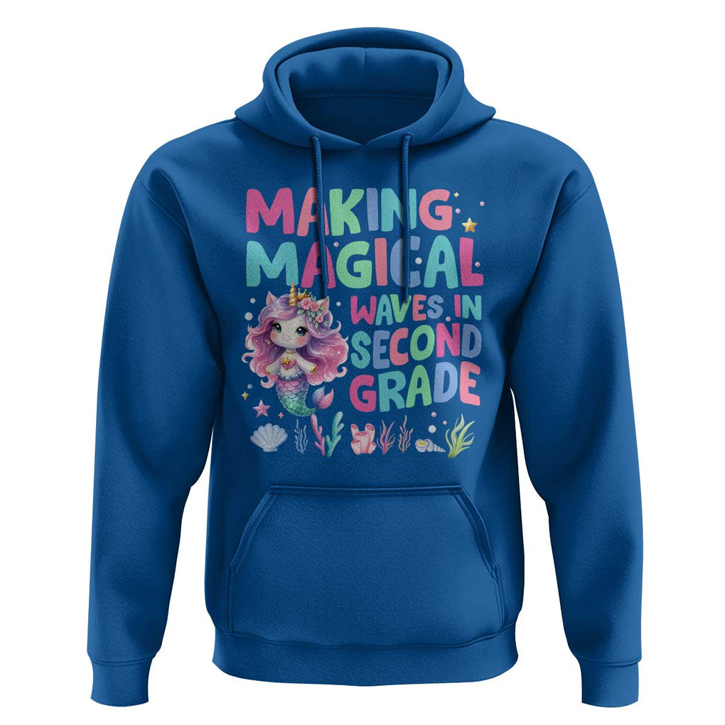 2nd Grade Mermaid Unicorn Hoodie Making Magical Waves In Second Grade TS09 Royal Blue Print Your Wear