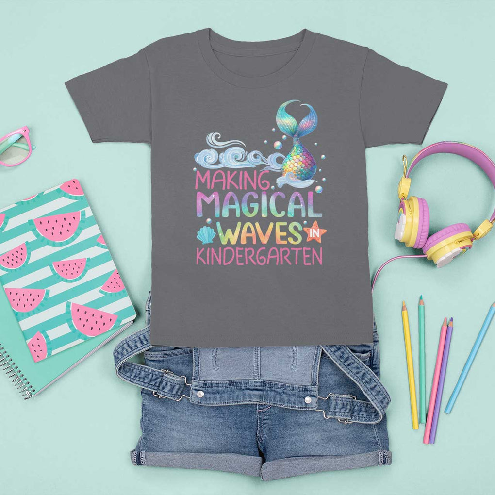 Kindergarten Mermaid T Shirt For Kid Making Magical Waves In Kindergarten TS09 Charcoal Print Your Wear
