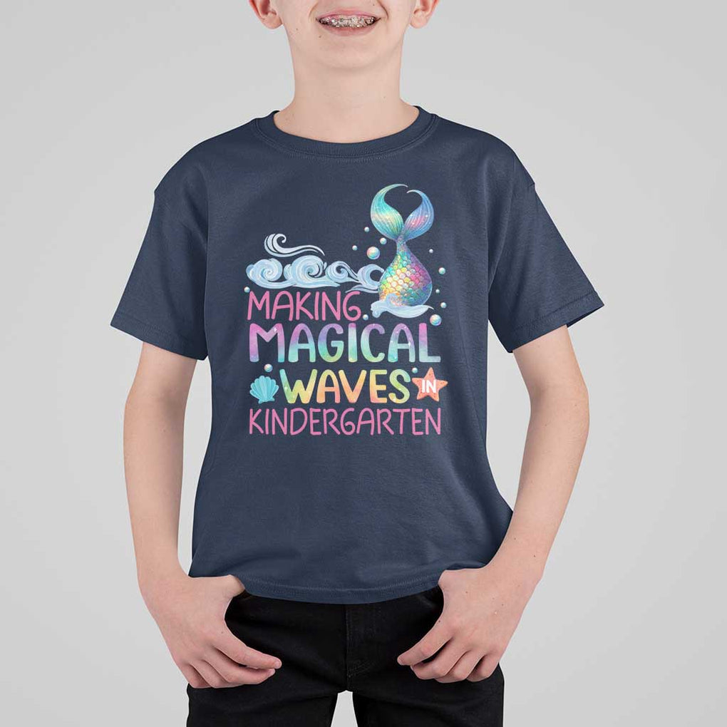 Kindergarten Mermaid T Shirt For Kid Making Magical Waves In Kindergarten TS09 Navy Print Your Wear
