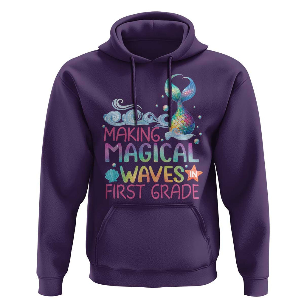 1st Grade Mermaid Hoodie Making Magical Waves In First Grade TS09 Purple Print Your Wear
